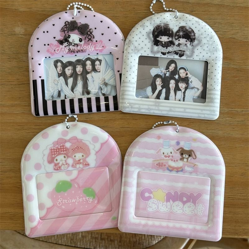 Kawaii Photocard Holder Keychain - Cute Pastel Bunny Card Display Bag - ArtGalleryZen