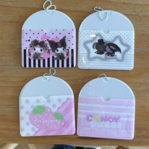 Kawaii Photocard Holder Keychain - Cute Pastel Bunny Card Display Bag - ArtGalleryZen