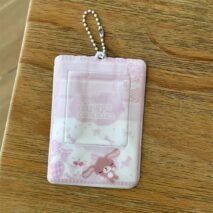 Kawaii Photocard Holder Keychain - Cute Pink Bunny Card Display Bag - ArtGalleryZen