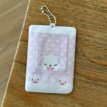 Kawaii Photocard Holder Keychain - Cute Pink Bunny Card Display Bag - ArtGalleryZen