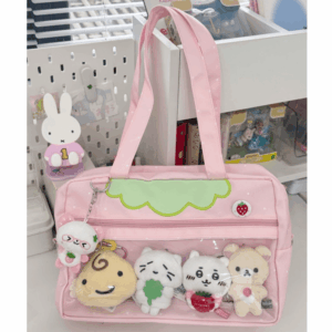Kawaii Pink Strawberry Kpop Fan Display Shoulder Crossbody Bag - ArtGalleryZen
