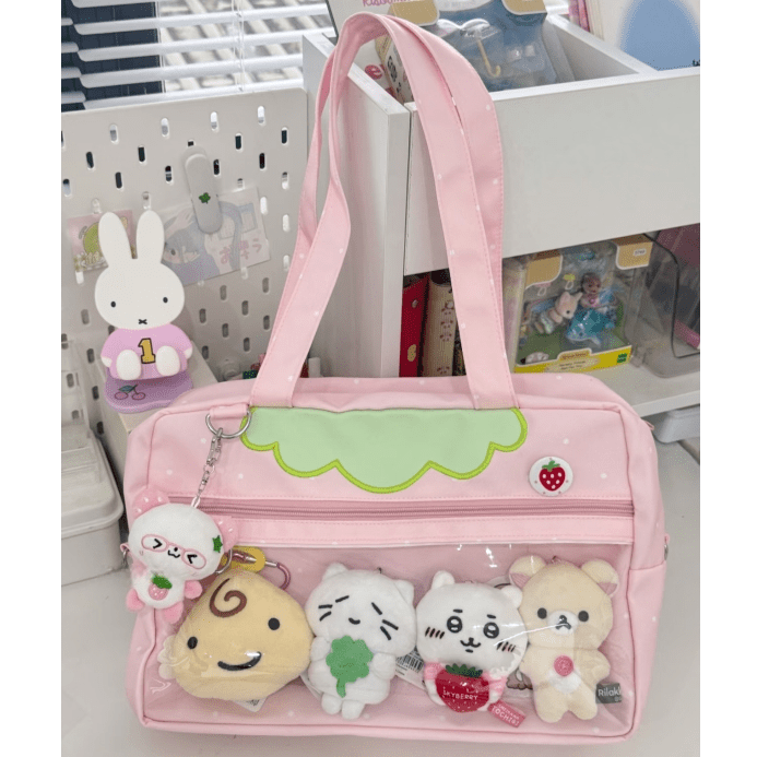 Kawaii Pink Strawberry Kpop Fan Display Shoulder Crossbody Bag - ArtGalleryZen