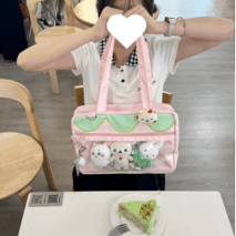 Kawaii Pink Strawberry Kpop Fan Display Shoulder Crossbody Bag - ArtGalleryZen