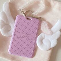 Kawaii Polka Dot Angel Wing Resin Photocard Holder Keychain - ArtGalleryZen