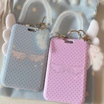 Kawaii Polka Dot Angel Wing Resin Photocard Holder Keychain - ArtGalleryZen