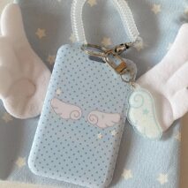 Kawaii Polka Dot Angel Wing Resin Photocard Holder Keychain - ArtGalleryZen