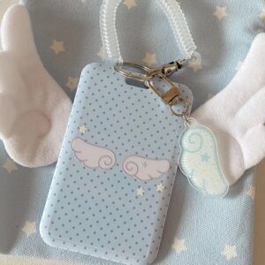 Kawaii Polka Dot Angel Wing Resin Photocard Holder Keychain - ArtGalleryZen