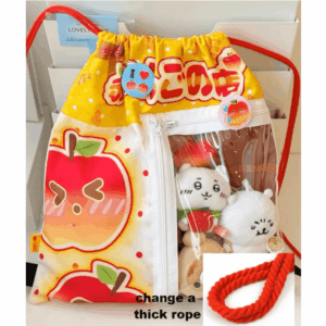 Kawaii Red Green Apple Kpop Fan Display Drawstring Backpack - ArtGalleryZen