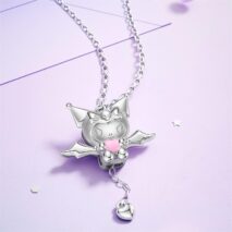 Kawaii Sanrio Cupid Heart Moving Angel Wings Kuromi Necklace - ArtGalleryZen