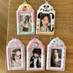 Kawaii Strawberry Cake Photocard Holder Keychain - PVC Card Organizer - ArtGalleryZen
