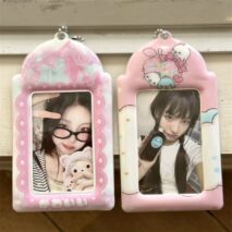 Kawaii Strawberry Cake Photocard Holder Keychain - PVC Card Organizer - ArtGalleryZen