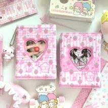 Kawaii Strawberry Melody Hollow Heart A7 Binder Cover - ArtGalleryZen