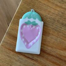 Kawaii Strawberry Photocard Holder Keychain - Cute Kpop Card Display - ArtGalleryZen