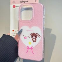 Kawaii Sugarbunnies Heart iPhone Case - ArtGalleryZen