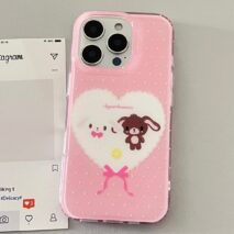 Kawaii Sugarbunnies Heart iPhone Case - ArtGalleryZen