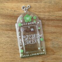 Korean Style Lucky Clover Transparent Kpop Keychain Photocard Holder - ArtGalleryZen