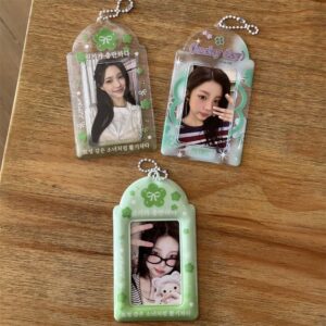Korean Style Lucky Clover Transparent Kpop Keychain Photocard Holder - ArtGalleryZen