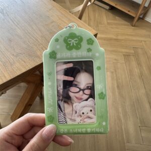 Korean Style Lucky Clover Transparent Kpop Keychain Photocard Holder - ArtGalleryZen