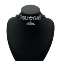 Kpop BTS Rhinestone Inlaid Letter PU Leather Collar Choker Necklace Bracelet - ArtGalleryZen