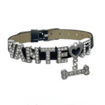 Kpop BTS Rhinestone Inlaid Letter PU Leather Collar Choker Necklace Bracelet - ArtGalleryZen