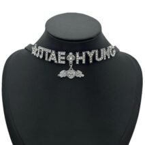 Kpop BTS Rhinestone Inlaid Letter PU Leather Collar Choker Necklace Bracelet - ArtGalleryZen
