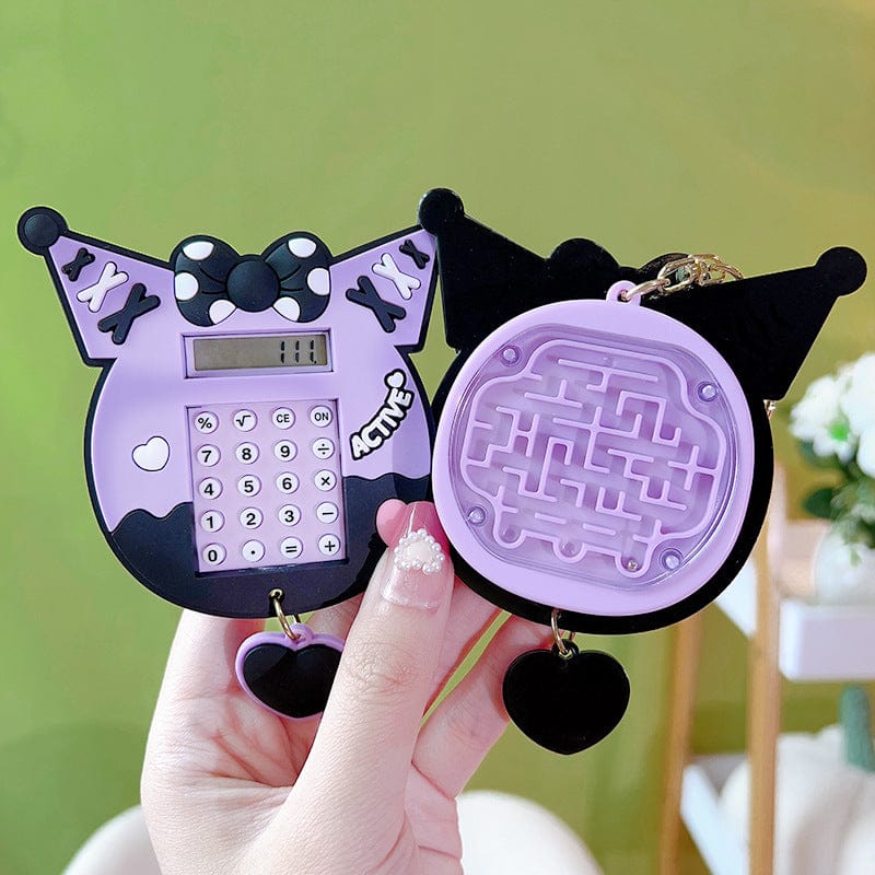 Kuromi Calculator Keychain with Backside Maze - ArtGalleryZen