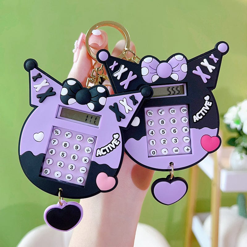 Kuromi Calculator Keychain with Backside Maze - ArtGalleryZen