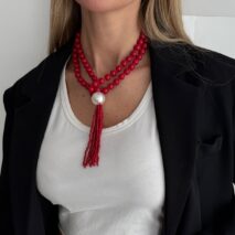 Layered Seed Bead Ball Chain Tassel Y Necklace Choker for Women - ArtGalleryZen