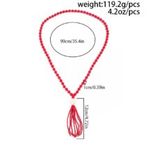 Layered Seed Bead Ball Chain Tassel Y Necklace Choker for Women - ArtGalleryZen