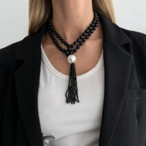Layered Seed Bead Ball Chain Tassel Y Necklace Choker for Women - ArtGalleryZen