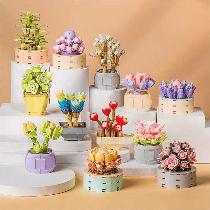 LEGO Compatible 12 Succulents Assembly Building Blocks - ArtGalleryZen