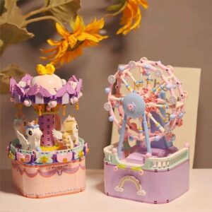 LEGO Compatible Music Box Carousel Ferris Wheel Assembly Building Blocks - ArtGalleryZen