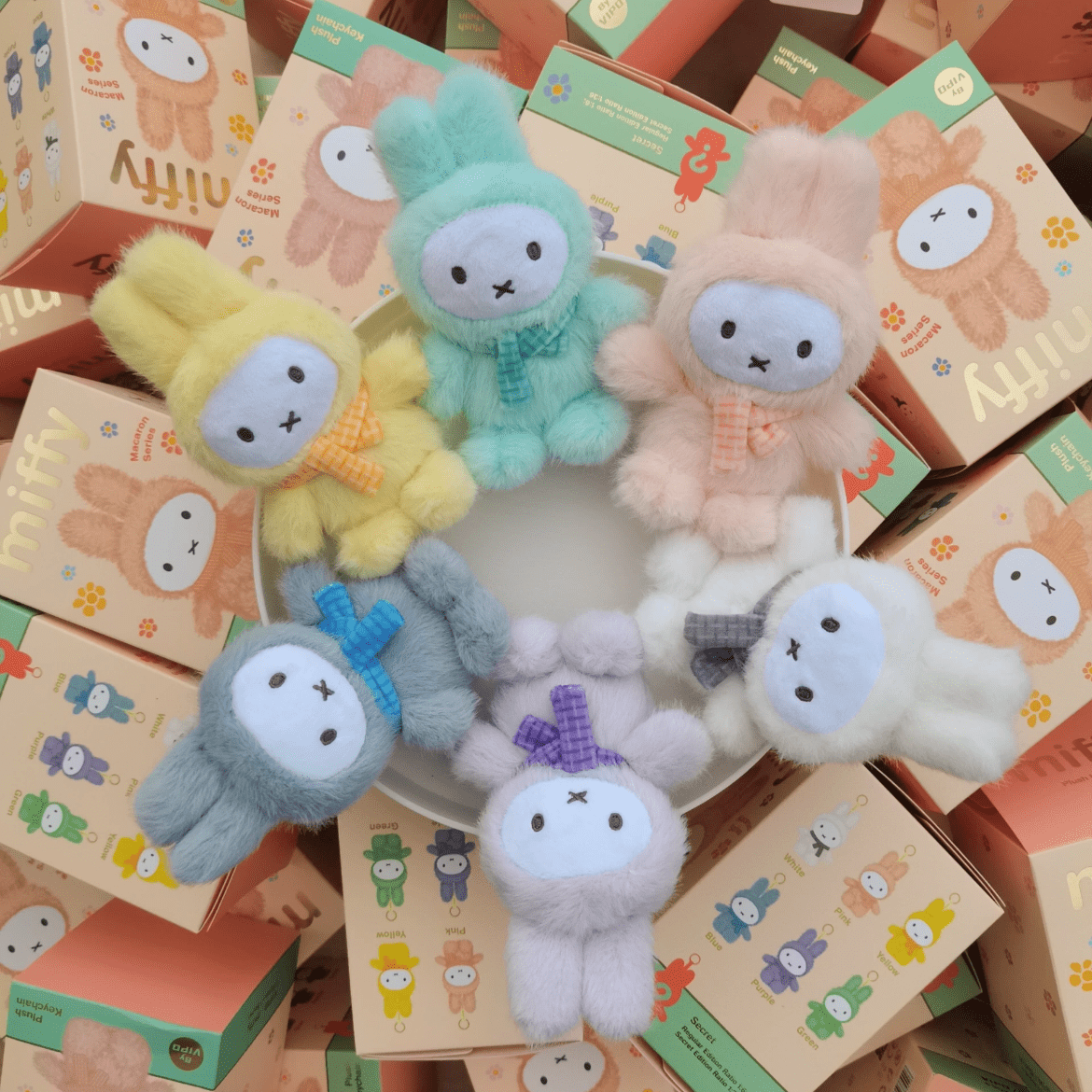 Miffy Macaron Plush Keychain Doll Random Blind Box - ArtGalleryZen