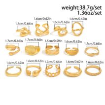Minimalist 14pcs Chunky Hollow Waterdrop Ring Set - ArtGalleryZen