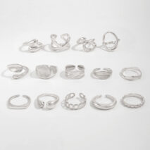Minimalist 14pcs Chunky Hollow Waterdrop Ring Set - ArtGalleryZen