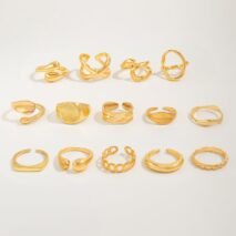 Minimalist 14pcs Chunky Hollow Waterdrop Ring Set - ArtGalleryZen