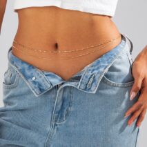 Minimalist 2pcs Gold Silver Plated Belly Chain Set - ArtGalleryZen