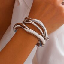 Minimalist 3Pcs Curved Open Bangle Bracelet Set - ArtGalleryZen