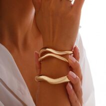 Minimalist 3Pcs Curved Open Bangle Bracelet Set - ArtGalleryZen