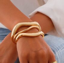 Minimalist 3Pcs Curved Open Bangle Bracelet Set - ArtGalleryZen
