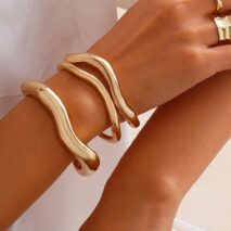 Minimalist 3Pcs Curved Open Bangle Bracelet Set - ArtGalleryZen