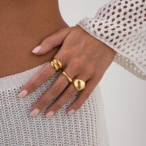 Minimalist 3pcs Gold Silver Plated Asymmetric Curved Ring Set - ArtGalleryZen