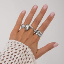 Minimalist 3pcs Gold Silver Plated Asymmetric Curved Ring Set - ArtGalleryZen
