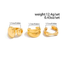 Minimalist 3pcs Gold Silver Plated Asymmetric Curved Ring Set - ArtGalleryZen