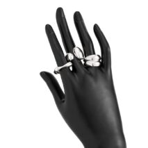 Minimalist 3pcs Gold Silver Plated Asymmetric Curved Ring Set - ArtGalleryZen