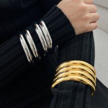 Minimalist 4pcs Gold Silver Plated Glossy Bangle Bracelet Set - ArtGalleryZen