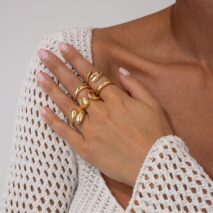 Minimalist 5pcs Gold Silver Plated Hollow Waterdrop Ring Set - ArtGalleryZen