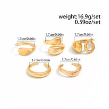 Minimalist 5pcs Gold Silver Plated Hollow Waterdrop Ring Set - ArtGalleryZen