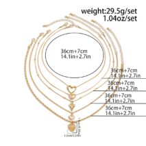 Minimalist 5pcs Relief Hollow Heart Pendant Rope Saturn Chain Necklace Set - ArtGalleryZen