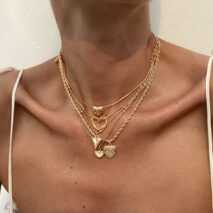 Minimalist 5pcs Relief Hollow Heart Pendant Rope Saturn Chain Necklace Set - ArtGalleryZen